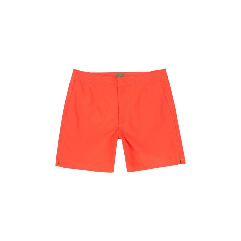 NEW SID MASHBURN men's zip-front mid-length swim short in coral nylon